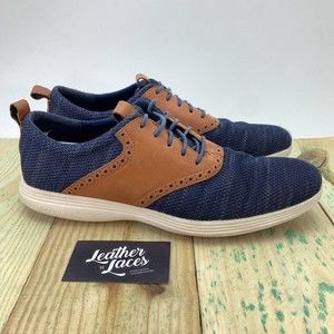 Cole Haan Mens Shoes Sz 12 M Grand Tour Knit Oxford Marine Navy Blue Tan C31348